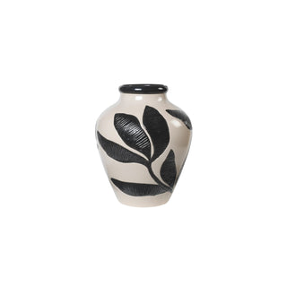 Broste Floral Vase - Black/Taupe - Medium