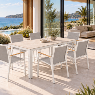 Atlas Outdoor Table 180x100cm - Sintered Stone Top - White