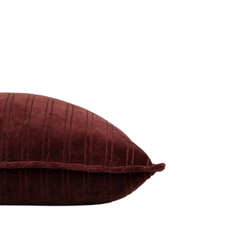 Cushion - Stria Cotton Velvet With Feather Inner - Merlot