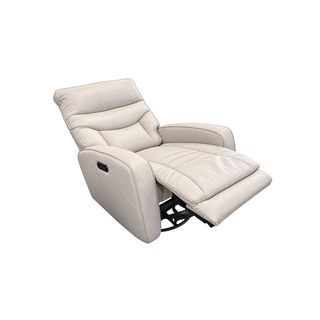 Utah Swivel Rocker Power Recliner Chair w. Power Headrest and Battery - Urban Sofa - Atollo Grey Leather