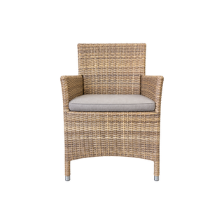 Cayman Outdoor Dining Chair - Kubu Rehau German Wicker - Sunbrella Natte Nature Grey Fabric