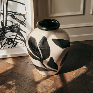 Broste Floral Vase - Black/Taupe - Medium