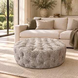 Hoxton Buttoned Ottoman - Urban Sofa - Odyssey Frost Fabric