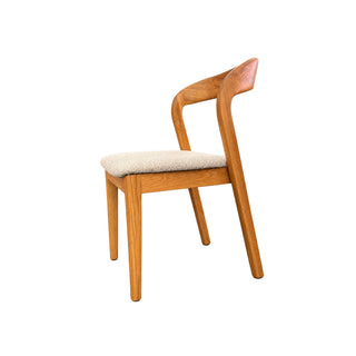Solo Oak Dining Chair Cobble - Solid Oak Lacquered - Cobble Fabric