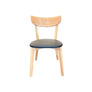Pisa Dining Chair - Solid Oak Timber - Matt Lacquer Finish - Black PU Seat Pad