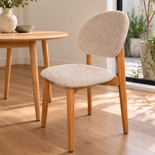 Theo Oak Dining Chair Cobble - Solid Oak Lacquered - Cobble Fabric
