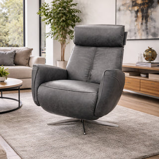 Essen Swivel Chair w. Power Recliner & Battery Urban Sofa - RWB Charcoal Leather