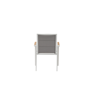 Como Outdoor Padded Dining Chair Aluminium with Teak Insert - White