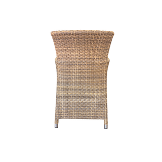 Cayman Outdoor Dining Chair - Kubu Rehau German Wicker - Sunbrella Natte Nature Grey Fabric