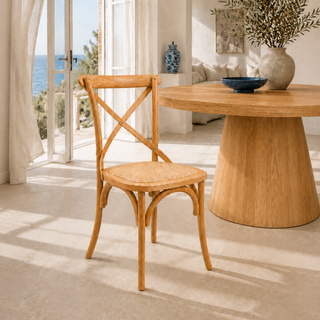 Hampton Dining Chair Natural Oak with Natural Oak Cross Back - Solid Lacquered Oak