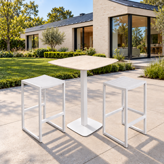 Moorea Ceramic Outdoor Bar Table - White