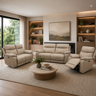 Barrett Power Recliner Suite - 3ReRe+2ReRe+1Re - Urban Sofa - Steam Mushroom Fabric