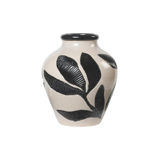 Broste Floral Vase - Black/Taupe - Large