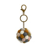 Neutral felt ball keyring with bronze clasp and chain