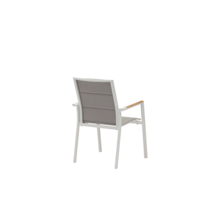Como Outdoor Padded Dining Chair Aluminium with Teak Insert - White