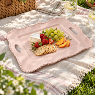 Melamine Pearl Handle Tray 50cm - Pink