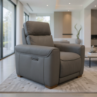 Monaco Power Recliner Chair - Urban Sofa - Miami Storm Grey Leather