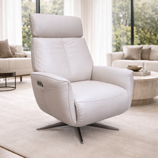 Essen Swivel Chair with Power Recliner & Battery - Urban Sofa Cat 13 Atollo Dove Grey Leather