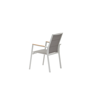 Como Outdoor Padded Dining Chair Aluminium with Teak Insert - White
