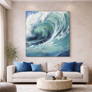 Wall Art - Swell - Canvas with White Frame - 120 x 120cm