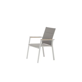Como Outdoor Padded Dining Chair Aluminium with Teak Insert - White