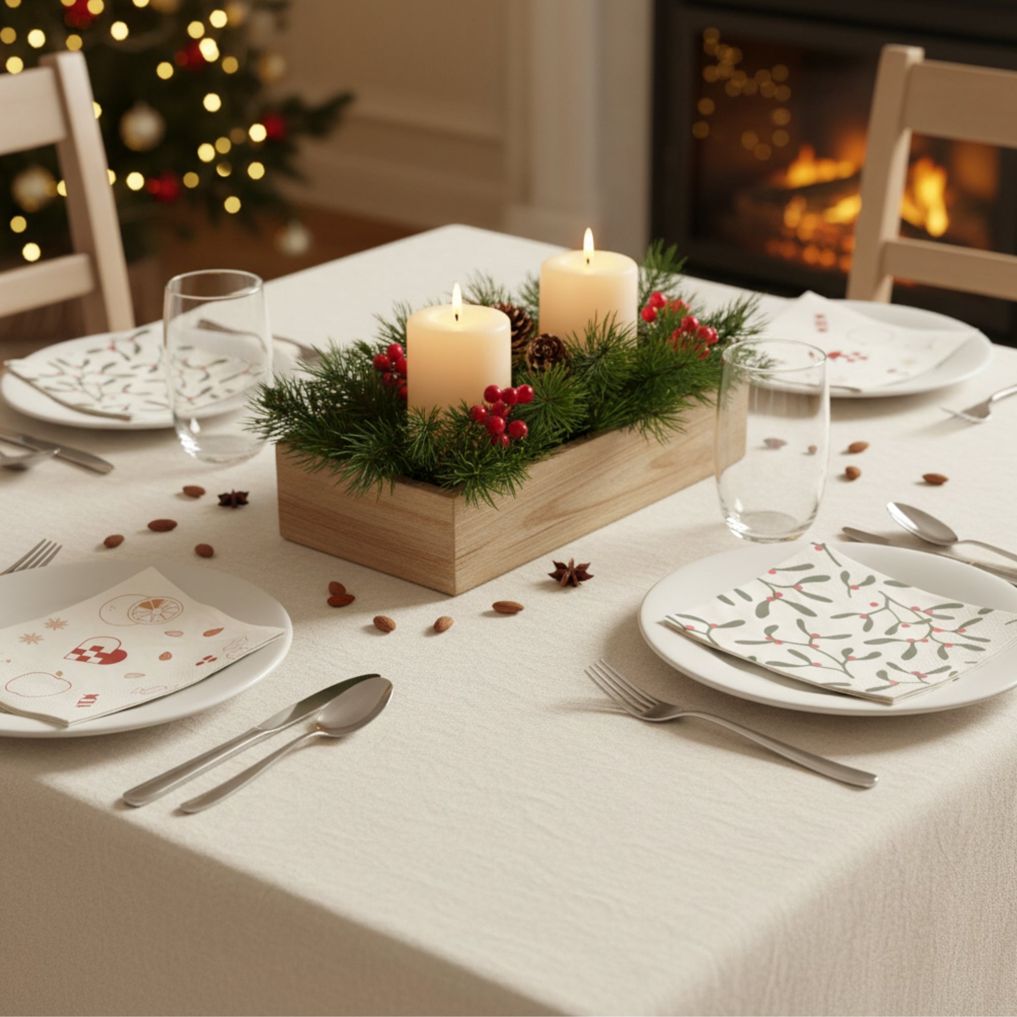 Christmas Napkins - Mistletoe