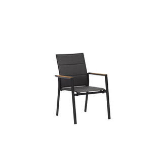 Como Outdoor Padded Dining Chair Aluminium with Teak Insert - Charcoal