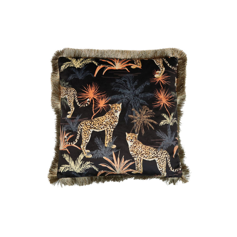 Cushion Velvet Animal Print with Gold Tassles