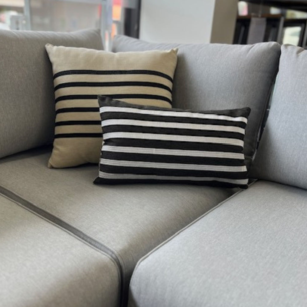 Sunproof Outdoor Cushion Rectangle  - Stripe - Taupe/Black