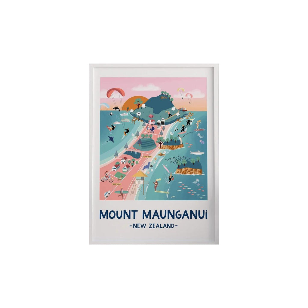 Mt Maunganui Pastel Print Framed