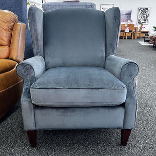 Admiral WIng Chair in Smoke Velvet Fabric
