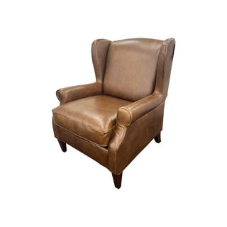 Admiral Wing Chair in Pull Up Brown Leather