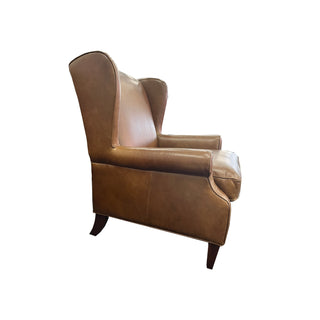Admiral Wing Chair in Pull Up Brown Leather