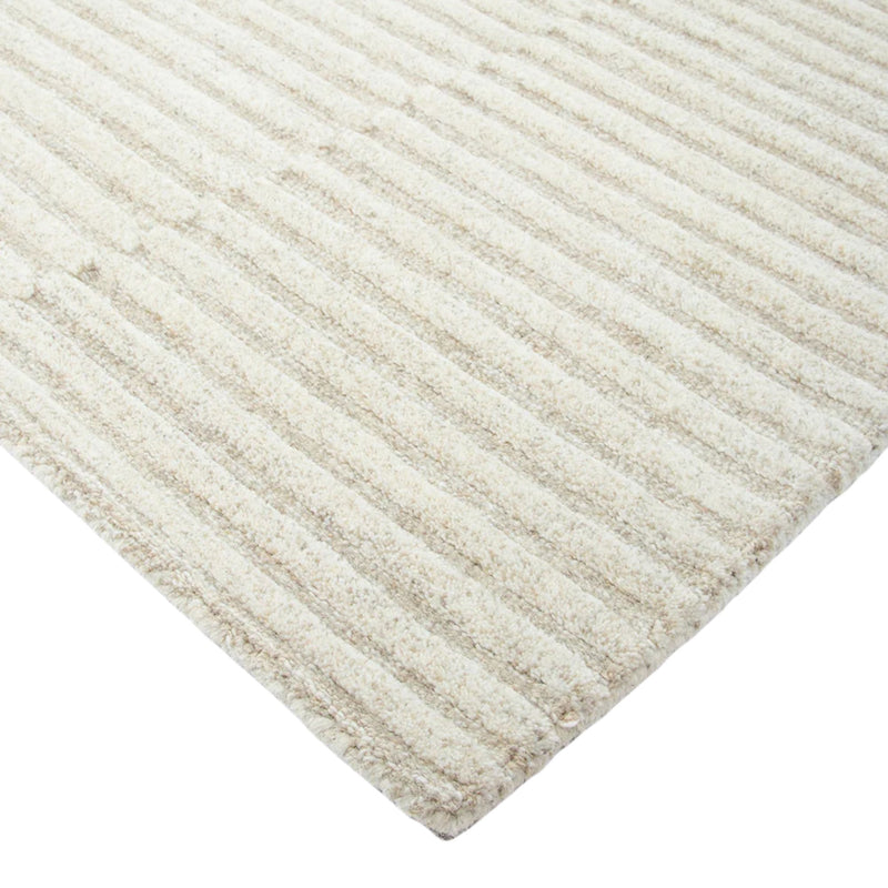 Close-up of a textured beige rug with a white background