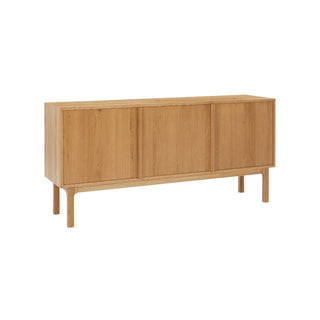 Wooden sideboard with four doors on a white background