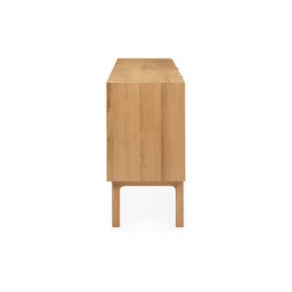 Wooden side table on a white background
