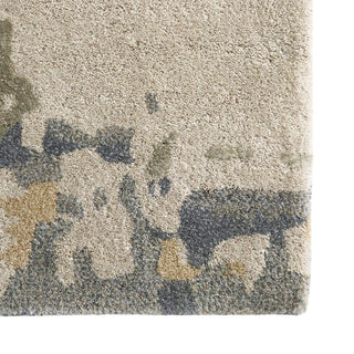 Close-up of a textured rug with geometric pattern