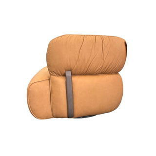 Brown cushion with a strap on a white background