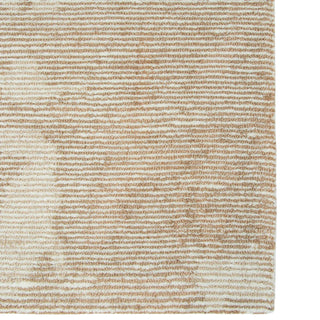Textured beige and brown area rug on a white background