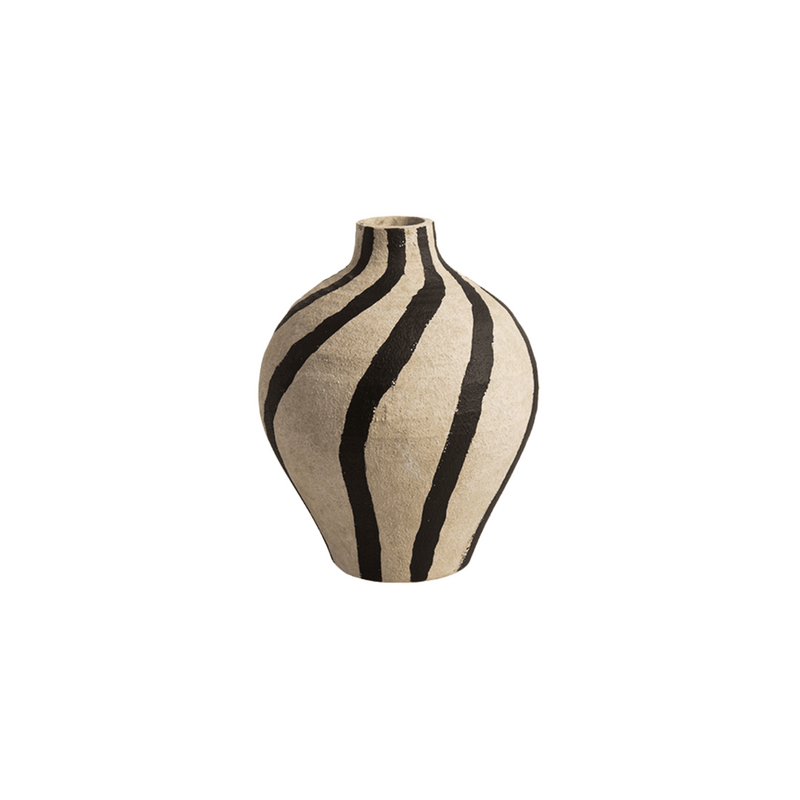 Belly Bottle Vase in Cream and Black