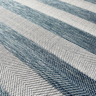 Close-up of a blue and gray striped fabric texture