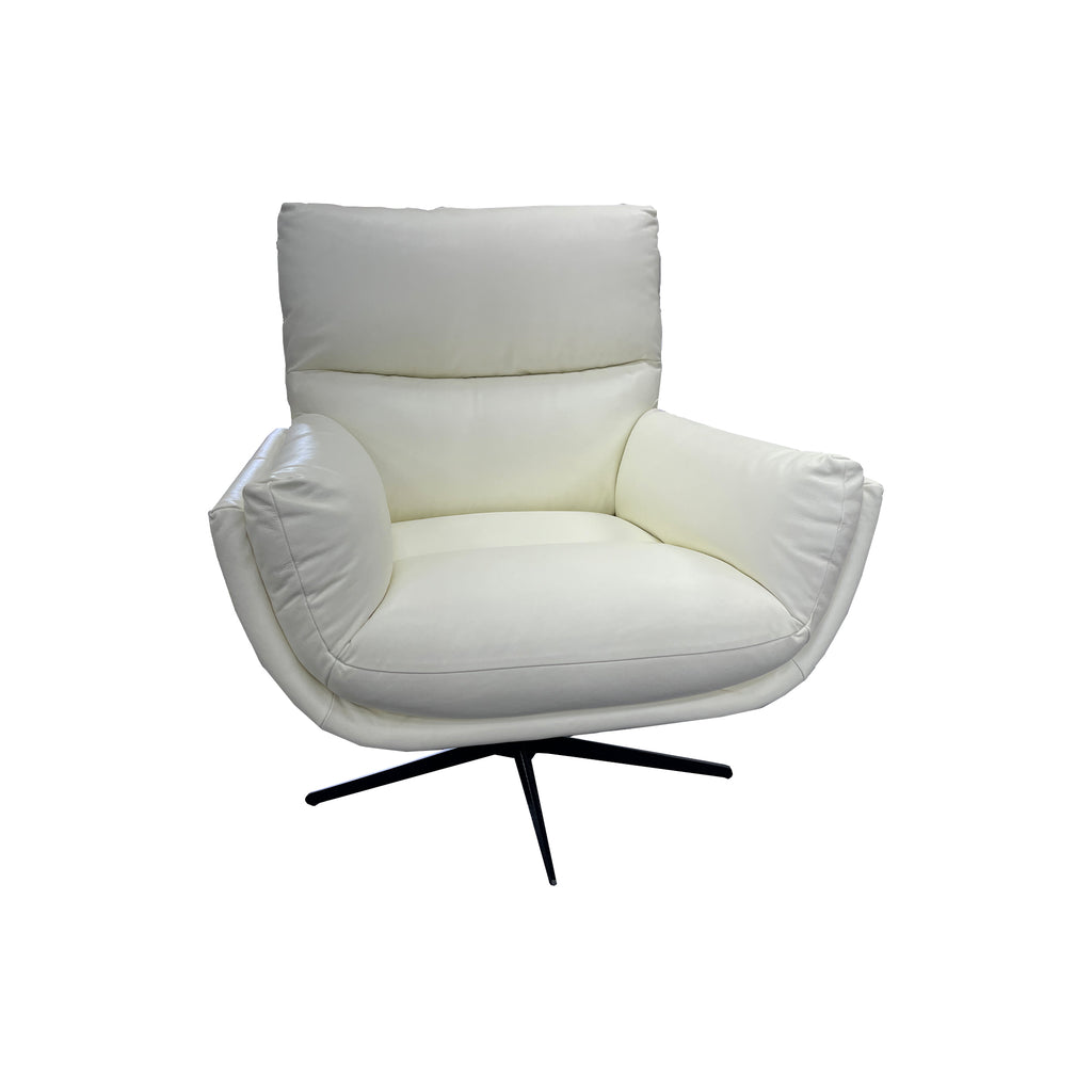 Bond Swivel Chair - White Full Grain Leather