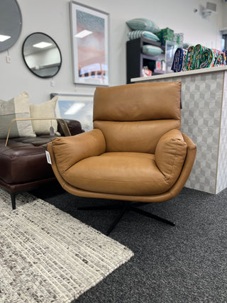 Bond Swivel Chair - Tan Aniline Leather