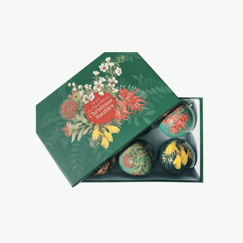 Box of 6 Native NZ Flowers Christmas Baubles