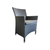 Cayman Outdoor Dining Chair - Anthracite Black Rehau German Wicker - Urecel Quickdry Foam - Sunbrella Natte Sooty Fabric