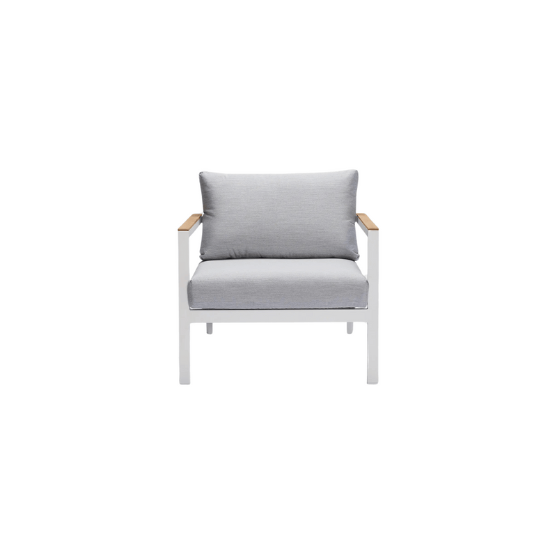 Copenhagen Outdoor Lounge Chair in White Aluminium and Light Grey Outdoor Specific fabric