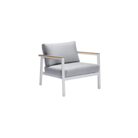 Copenhagen Outdoor Lounge Chair in White Aluminium and Light Grey Outdoor Specific fabric