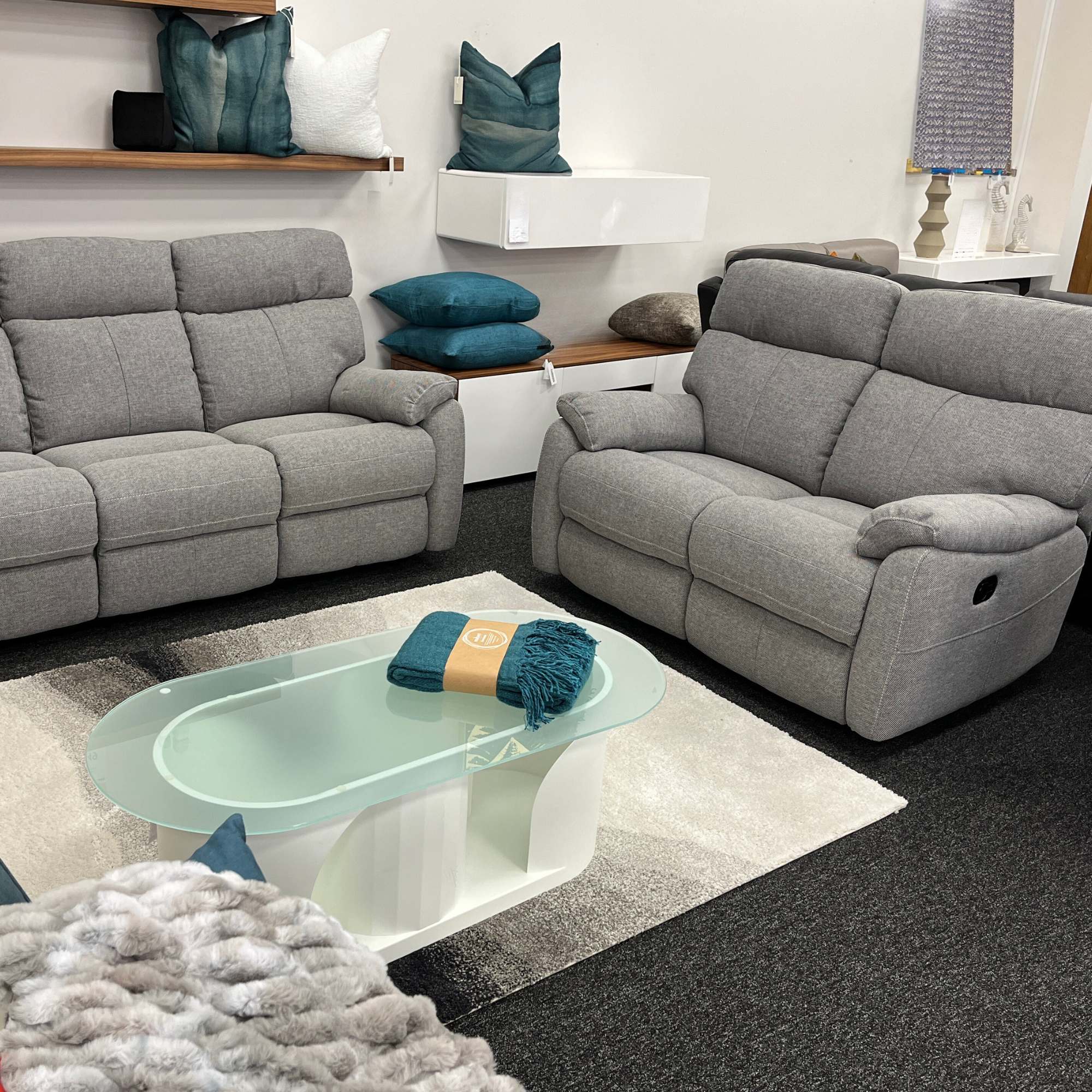 Grey Barrett Seater Manual Recliner Cortez 3RR And 2RR Manual