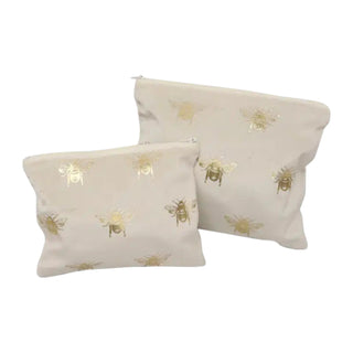 Cosmetic Bag with gold foil bee motif