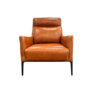 Brown leather armchair on a white background
